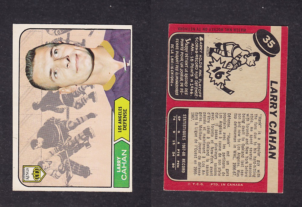 1968-69 O-PEE-CHEE HOCKEY CARD #35 L. CAHAN photo 1968-69 O-PEE-CHEE HOCKEY CARD #35 L. CAHAN photo
