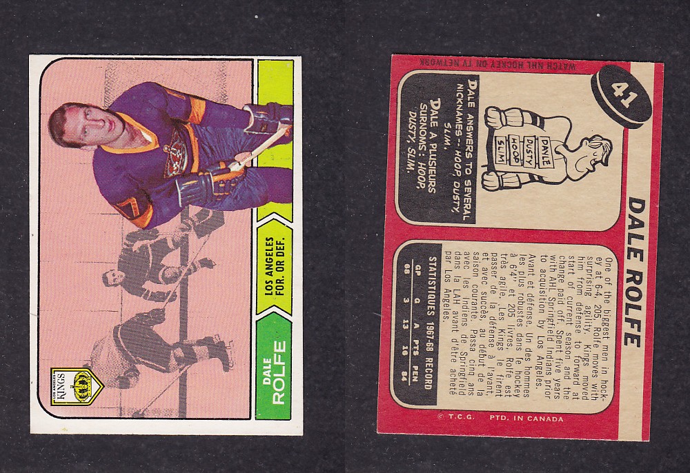 1968-69 O-PEE-CHEE HOCKEY CARD #41 D. ROLFE photo 1968-69 O-PEE-CHEE HOCKEY CARD #41 D. ROLFE photo