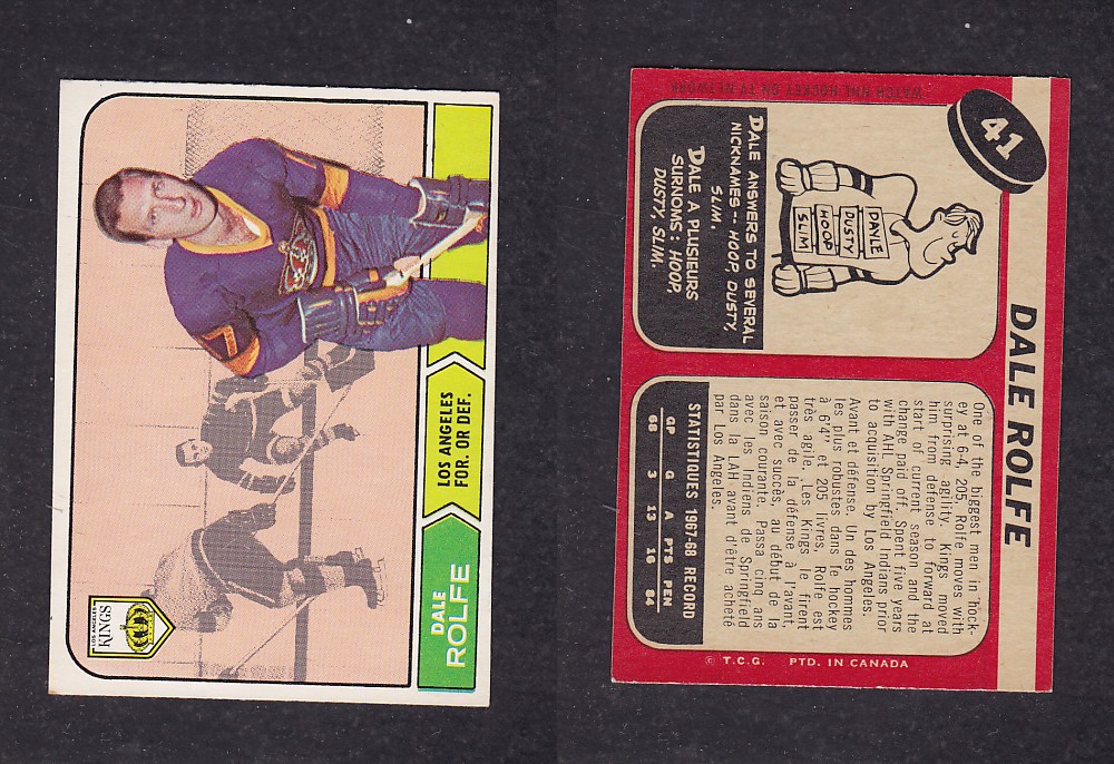 1968-69 O-PEE-CHEE HOCKEY CARD #41 D. ROLFE photo 1968-69 O-PEE-CHEE HOCKEY CARD #41 D. ROLFE photo