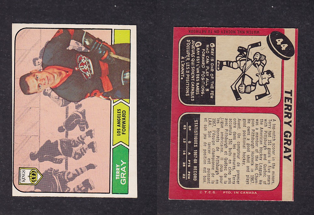 1968-69 O-PEE-CHEE HOCKEY CARD #44 T. GRAY photo 1968-69 O-PEE-CHEE HOCKEY CARD #44 T. GRAY photo