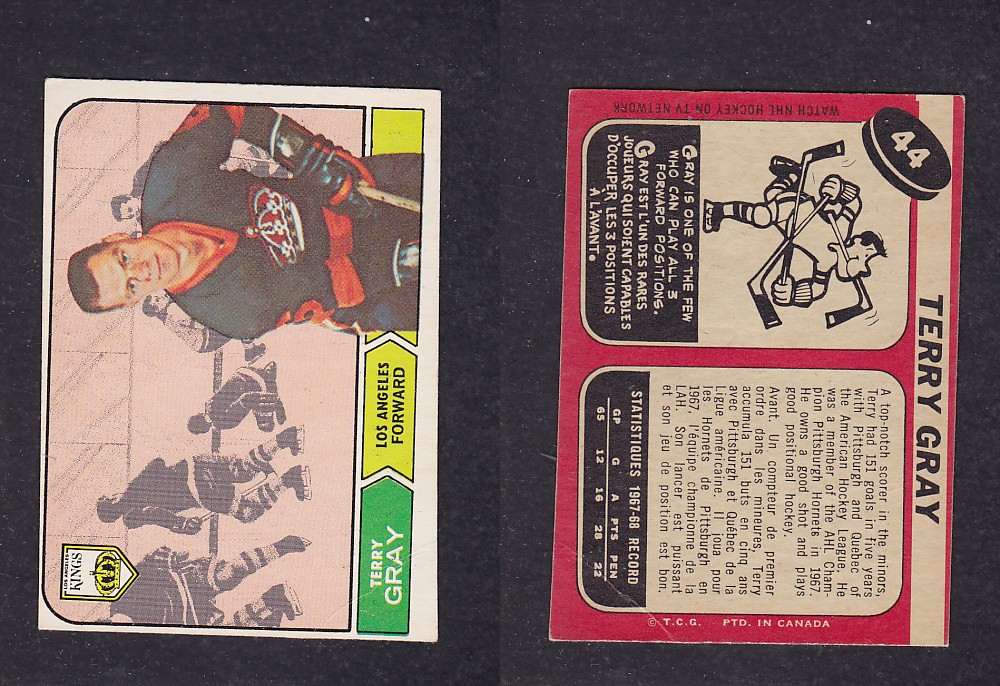 1968-69 O-PEE-CHEE HOCKEY CARD #44 T. GRAY photo 1968-69 O-PEE-CHEE HOCKEY CARD #44 T. GRAY photo