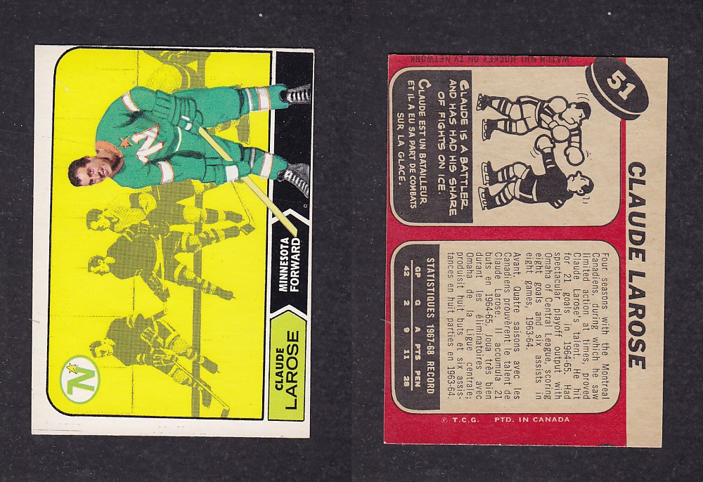 1968-69 O-PEE-CHEE HOCKEY CARD #51 C. LAROSE photo 1968-69 O-PEE-CHEE HOCKEY CARD #51 C. LAROSE photo