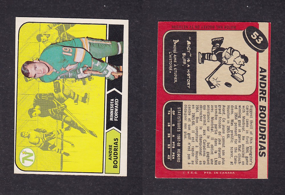 1968-69 O-PEE-CHEE HOCKEY CARD #53 A. BOUDRIAS photo 1968-69 O-PEE-CHEE HOCKEY CARD #53 A. BOUDRIAS photo