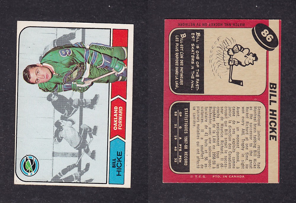 1968-69 O-PEE-CHEE HOCKEY CARD #86 B. HICKE photo 1968-69 O-PEE-CHEE HOCKEY CARD #86 B. HICKE photo