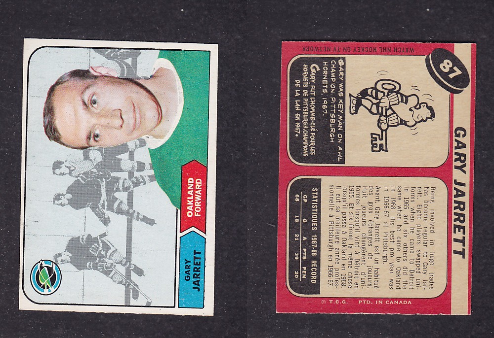 1968-69 O-PEE-CHEE HOCKEY CARD #87 G. JARRETT photo 1968-69 O-PEE-CHEE HOCKEY CARD #87 G. JARRETT photo