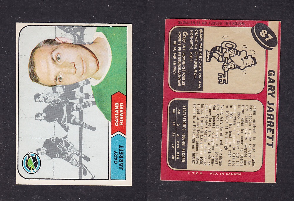 1968-69 O-PEE-CHEE HOCKEY CARD #87 G. JARRETT photo 1968-69 O-PEE-CHEE HOCKEY CARD #87 G. JARRETT photo