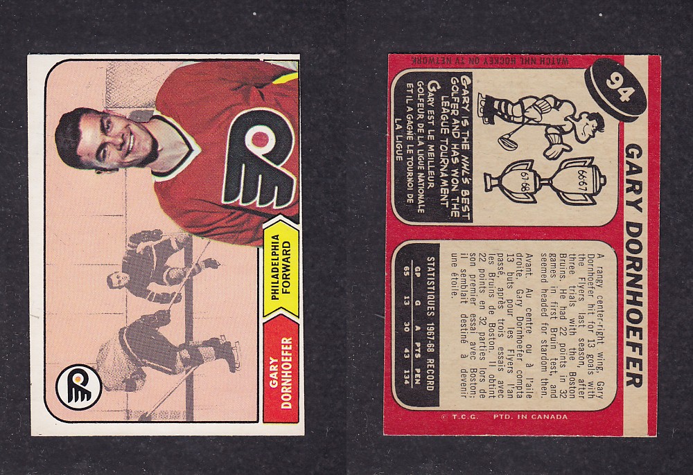 1968-69 O-PEE-CHEE HOCKEY CARD #94 G. DORNHOEFER photo 1968-69 O-PEE-CHEE HOCKEY CARD #94 G. DORNHOEFER photo