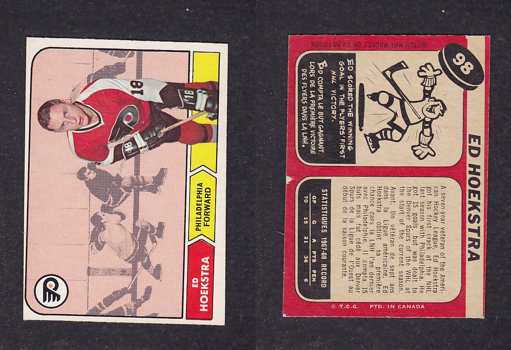 1968-69 O-PEE-CHEE HOCKEY CARD #98 E. HOEKSTRA photo 1968-69 O-PEE-CHEE HOCKEY CARD #98 E. HOEKSTRA photo