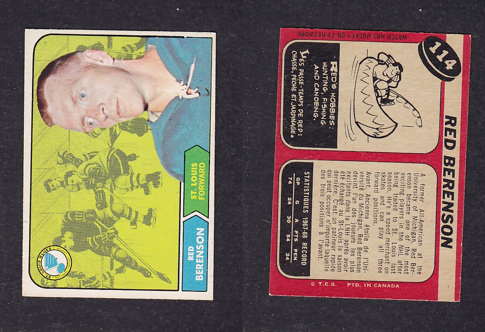 1968-69 O-PEE-CHEE HOCKEY CARD #114 R. BERENSON photo 1968-69 O-PEE-CHEE HOCKEY CARD #114 R. BERENSON photo