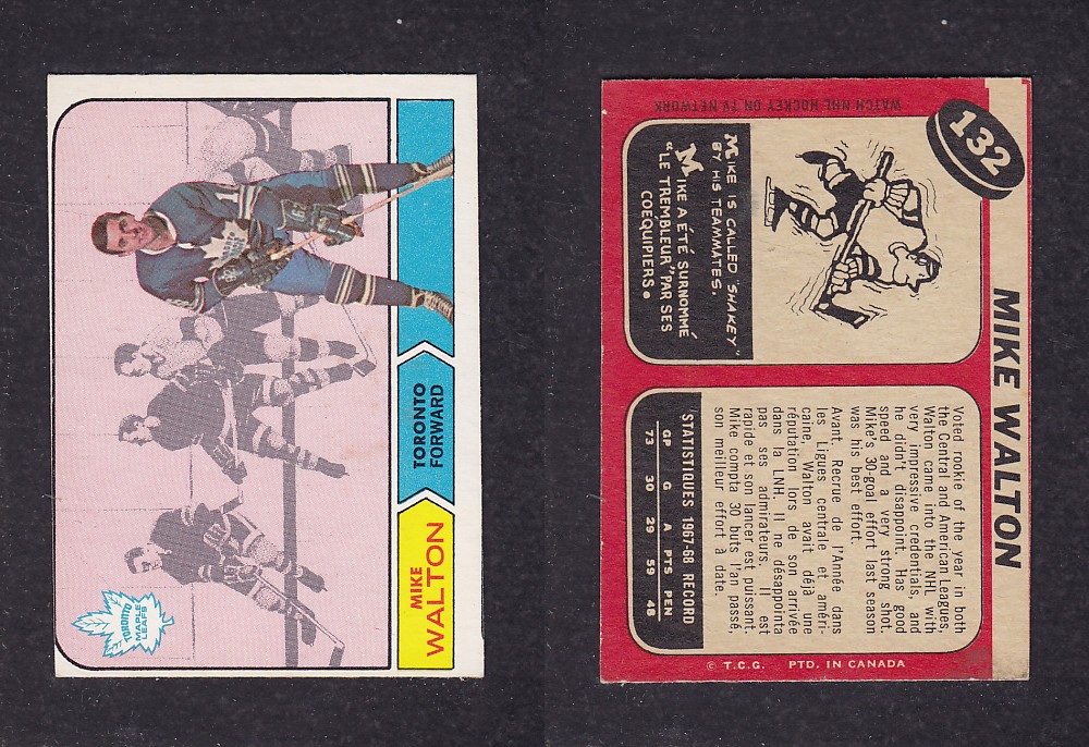 1968-69 O-PEE-CHEE HOCKEY CARD #132 M. WALTON photo 1968-69 O-PEE-CHEE HOCKEY CARD #132 M. WALTON photo
