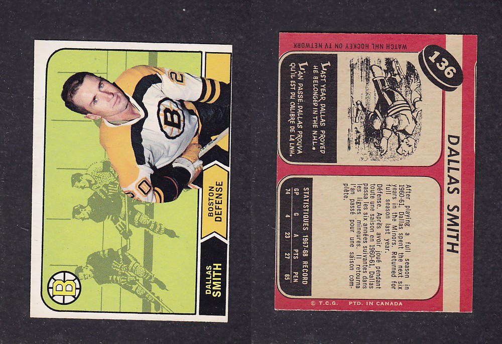 1968-69 O-PEE-CHEE HOCKEY CARD #136 D. SMITH photo 1968-69 O-PEE-CHEE HOCKEY CARD #136 D. SMITH photo