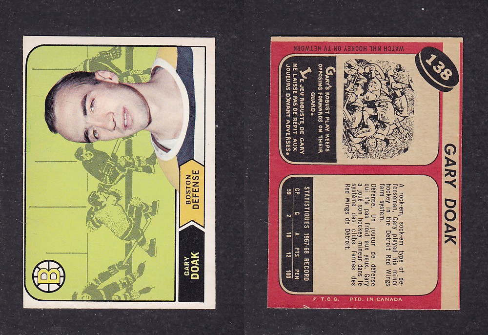 1968-69 O-PEE-CHEE HOCKEY CARD #138 G. DOAK photo 1968-69 O-PEE-CHEE HOCKEY CARD #138 G. DOAK photo