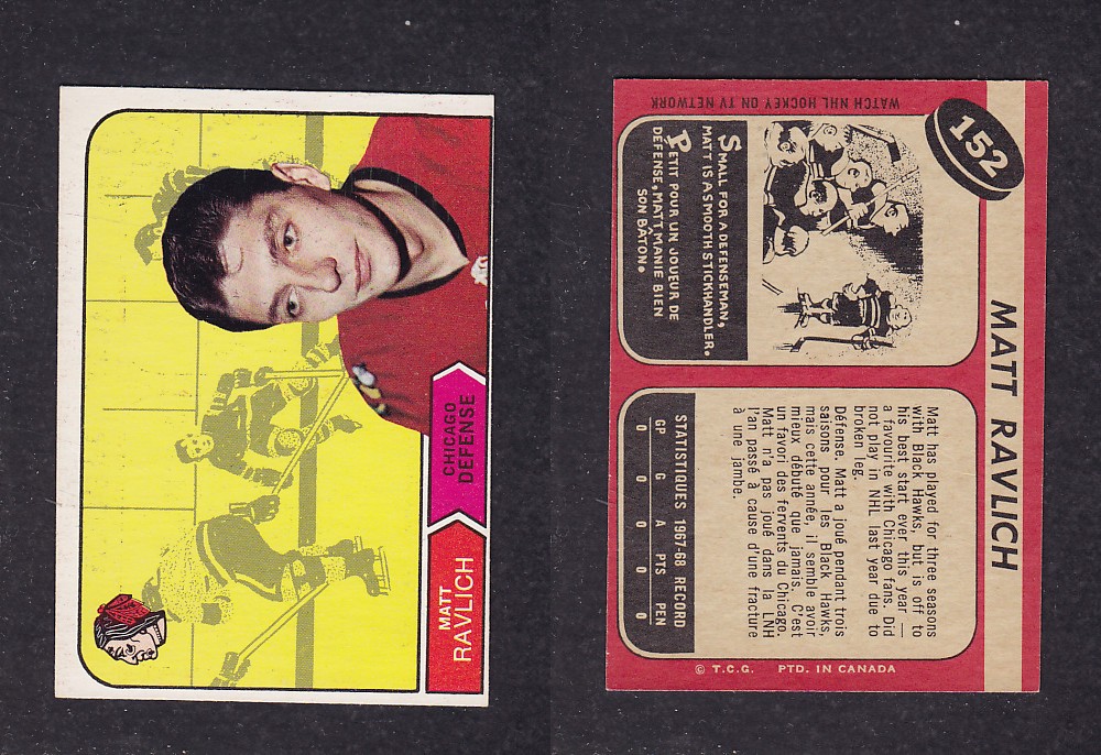 1968-69 O-PEE-CHEE HOCKEY CARD #152 M. RAVLICH photo 1968-69 O-PEE-CHEE HOCKEY CARD #152 M. RAVLICH photo