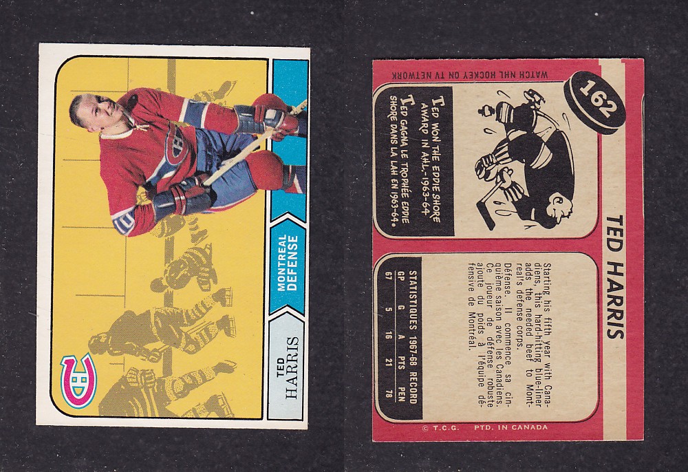 1968-69 O-PEE-CHEE HOCKEY CARD #162 T. HARRIS photo 1968-69 O-PEE-CHEE HOCKEY CARD #162 T. HARRIS photo