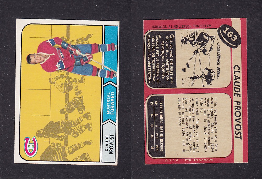 1968-69 O-PEE-CHEE HOCKEY CARD #163 C. PROVOST photo 1968-69 O-PEE-CHEE HOCKEY CARD #163 C. PROVOST photo