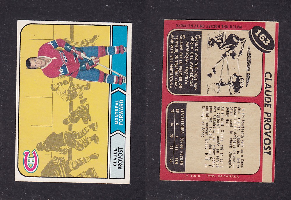 1968-69 O-PEE-CHEE HOCKEY CARD #163 C. PROVOST photo 1968-69 O-PEE-CHEE HOCKEY CARD #163 C. PROVOST photo