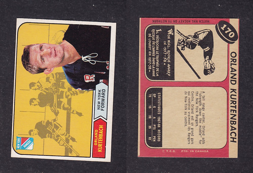 1968-69 O-PEE-CHEE HOCKEY CARD #170 O. KURTENBACH photo 1968-69 O-PEE-CHEE HOCKEY CARD #170 O. KURTENBACH photo
