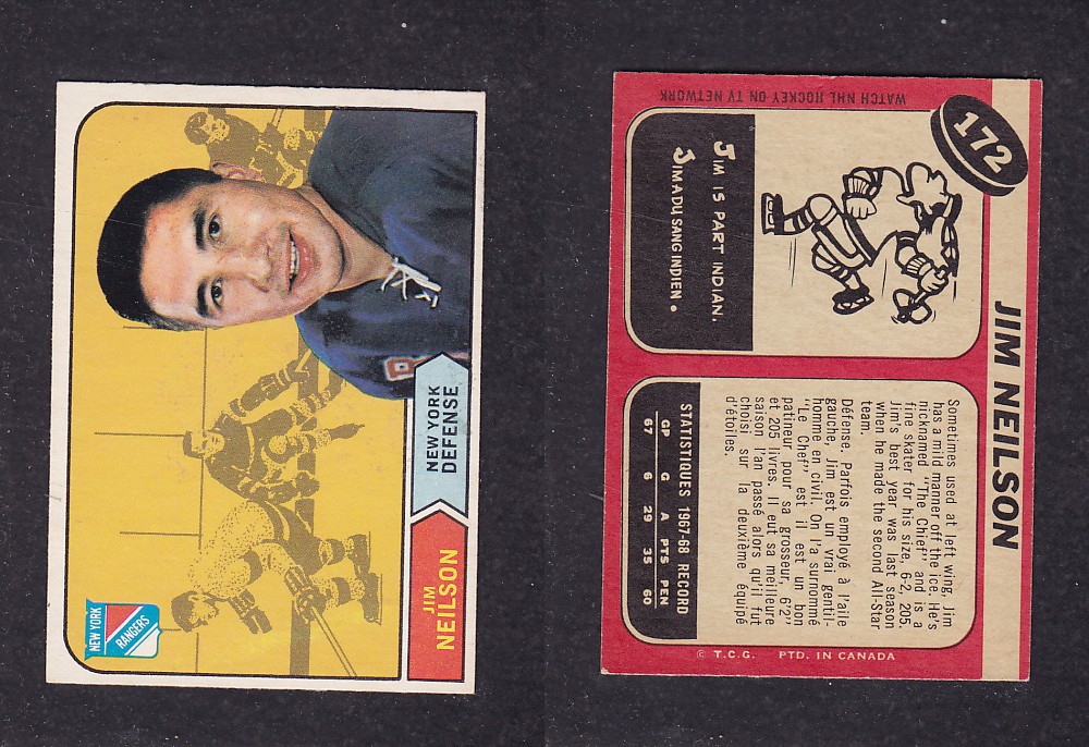 1968-69 O-PEE-CHEE HOCKEY CARD #172 J. NEILSON photo 1968-69 O-PEE-CHEE HOCKEY CARD #172 J. NEILSON photo