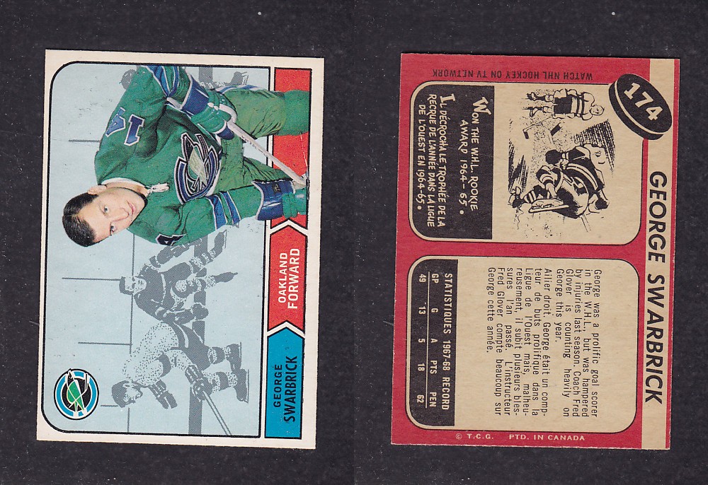 1968-69 O-PEE-CHEE HOCKEY CARD #174 G. SWARBRICK photo 1968-69 O-PEE-CHEE HOCKEY CARD #174 G. SWARBRICK photo