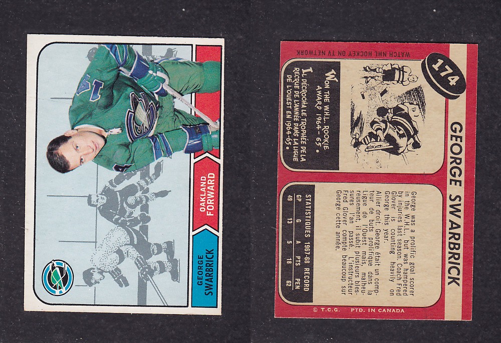 1968-69 O-PEE-CHEE HOCKEY CARD #174 G. SWARBRICK photo 1968-69 O-PEE-CHEE HOCKEY CARD #174 G. SWARBRICK photo