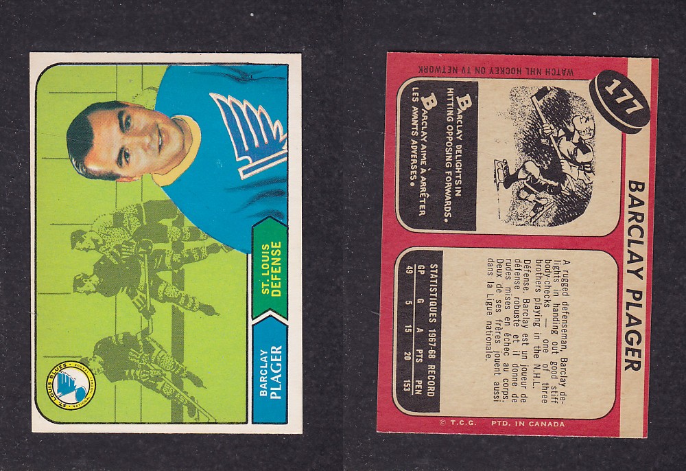 1968-69 O-PEE-CHEE HOCKEY CARD #177 B. PLAGER photo 1968-69 O-PEE-CHEE HOCKEY CARD #177 B. PLAGER photo
