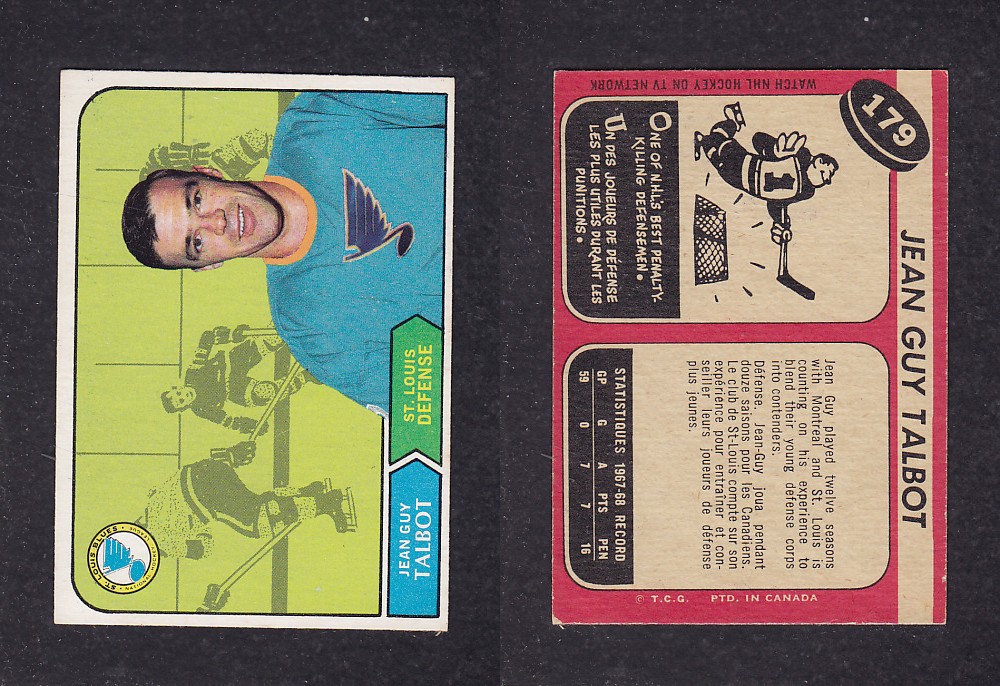 1968-69 O-PEE-CHEE HOCKEY CARD #179 J. G. TALBOT photo 1968-69 O-PEE-CHEE HOCKEY CARD #179 J. G. TALBOT photo