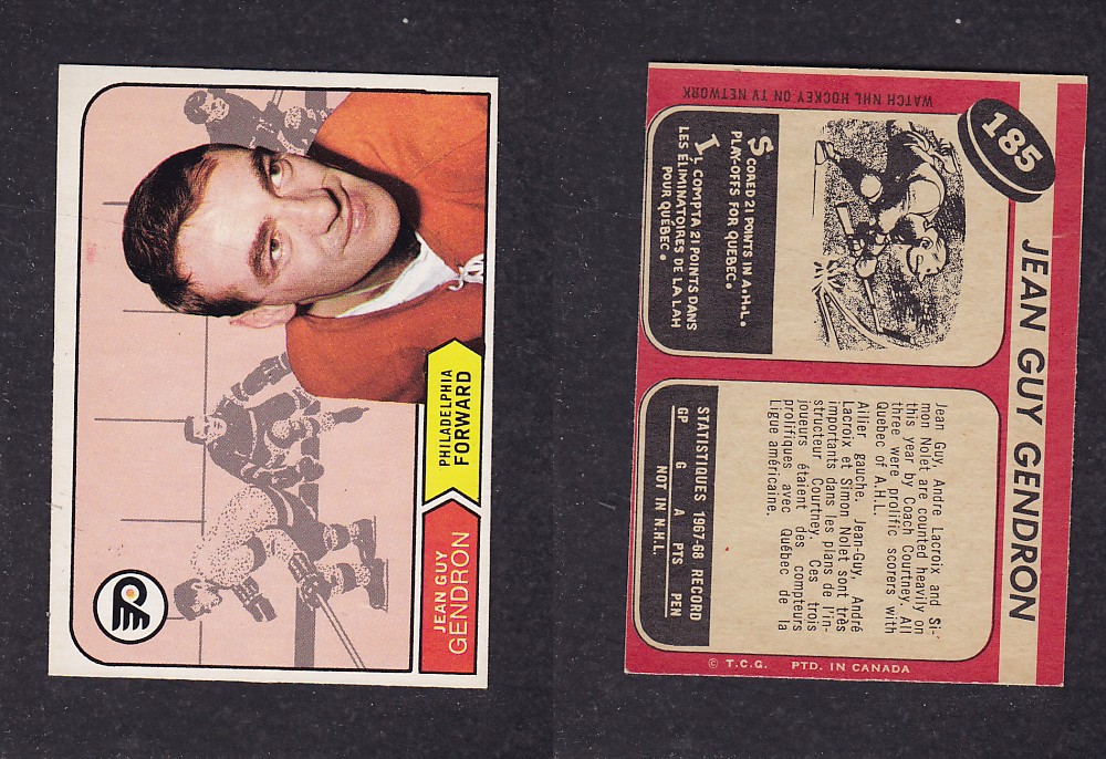1968-69 O-PEE-CHEE HOCKEY CARD #185 J. G. GENDRON photo 1968-69 O-PEE-CHEE HOCKEY CARD #185 J. G. GENDRON photo