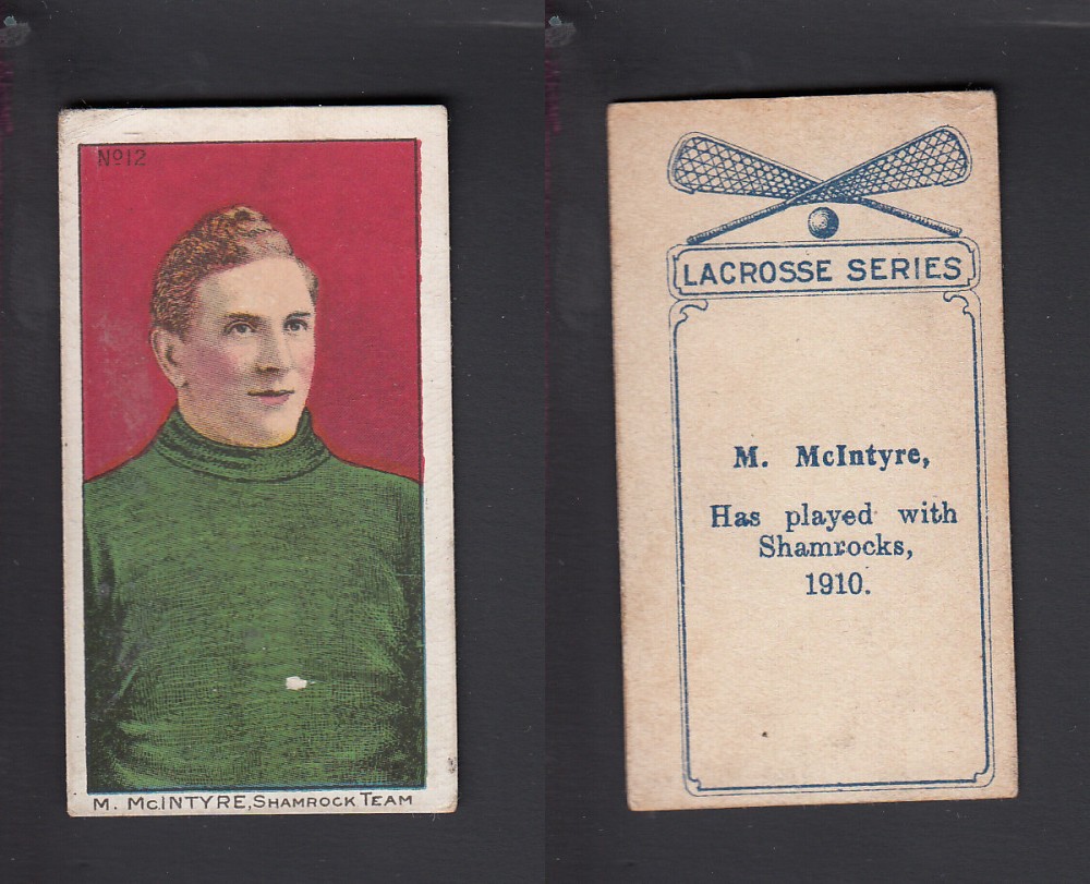 1910-11 C59 IMPERIAL TOBACCO LACROSSE CARD #12 M. McINTYRE photo