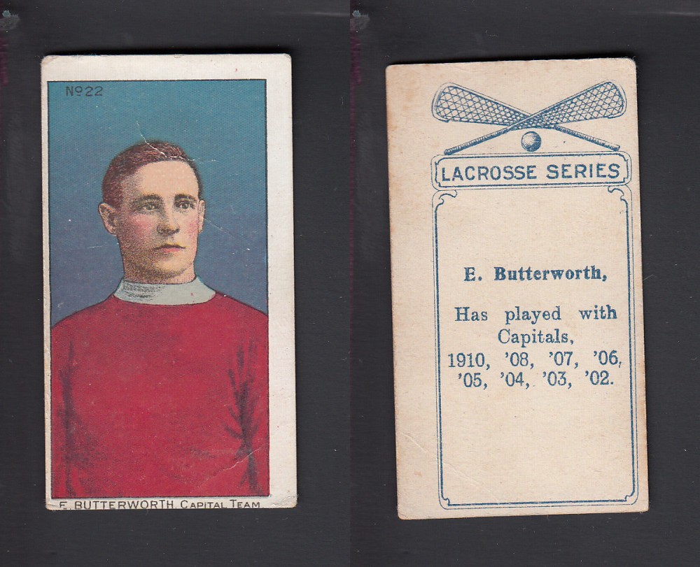 1910-11 C59 IMPERIAL TOBACCO LACROSSE CARD #22 F. BUTTERWORTH photo