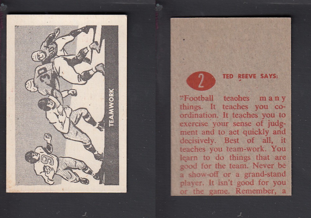 1952 CFL PARKHURST FOOTBALL CARD #2 TEAMWORK photo 1952 CFL PARKHURST FOOTBALL CARD #2 TEAMWORK photo