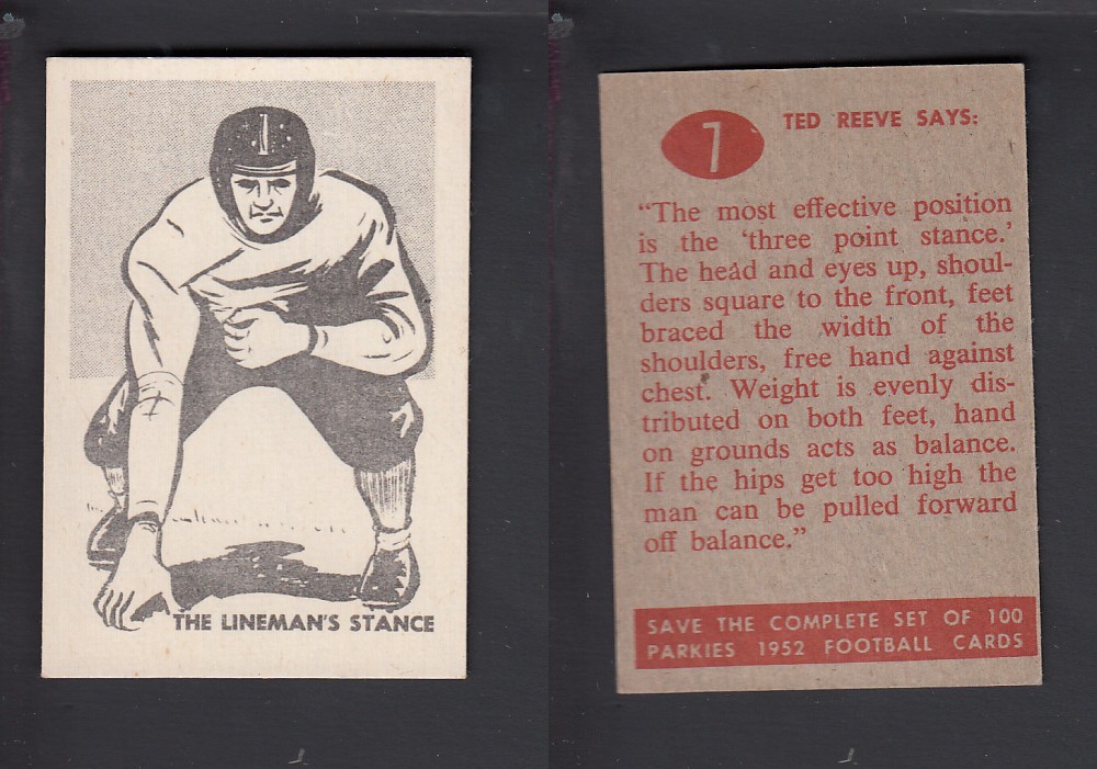 1952 CFL PARKHURST FOOTBALL CARD #7 THE LINEMAN'S STANCE photo 1952 CFL PARKHURST FOOTBALL CARD #7 THE LINEMAN'S STANCE photo