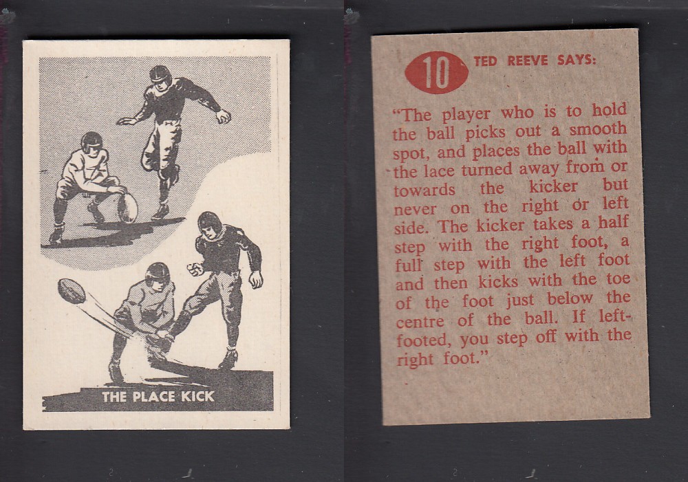 1952 CFL PARKHURST FOOTBALL CARD #10 THE PLACE KICK photo 1952 CFL PARKHURST FOOTBALL CARD #10 THE PLACE KICK photo