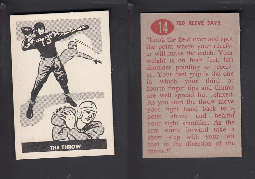 1952 CFL PARKHURST FOOTBALL CARD #14 THE THROW photo