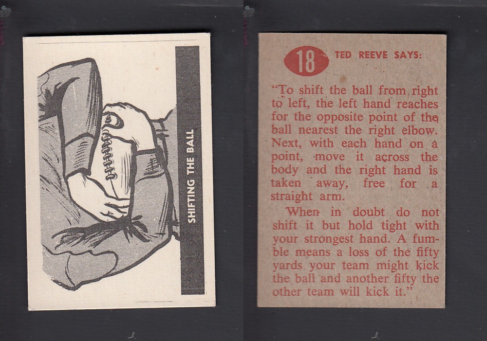 1952 CFL PARKHURST FOOTBALL CARD #18 SHIFTING THE BALL photo 1952 CFL PARKHURST FOOTBALL CARD #18 SHIFTING THE BALL photo