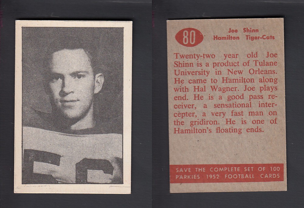 1952 CFL PARKHURST FOOTBALL CARD #80 J. SHINN photo 1952 CFL PARKHURST FOOTBALL CARD #80 J. SHINN photo