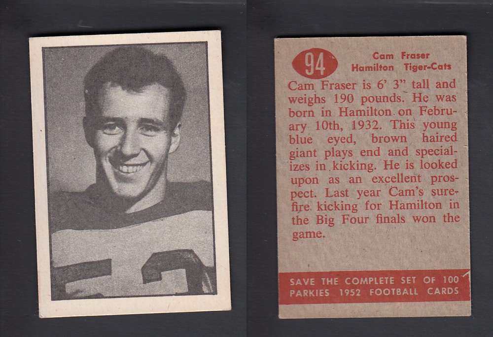 1952 CFL PARKHURST FOOTBALL CARD #94 C. FRASER photo 1952 CFL PARKHURST FOOTBALL CARD #94 C. FRASER photo