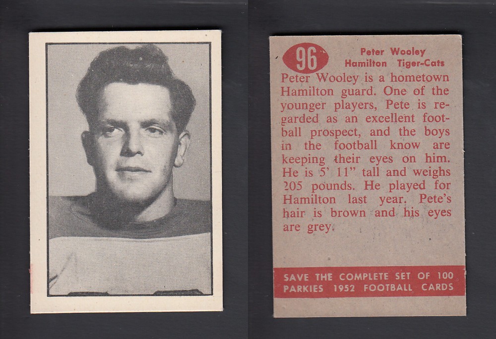 1952 CFL PARKHURST FOOTBALL CARD #96 P. WOOLEY photo 1952 CFL PARKHURST FOOTBALL CARD #96 P. WOOLEY photo