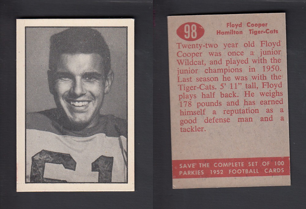 1952 CFL PARKHURST FOOTBALL CARD #98 F. COOPER photo