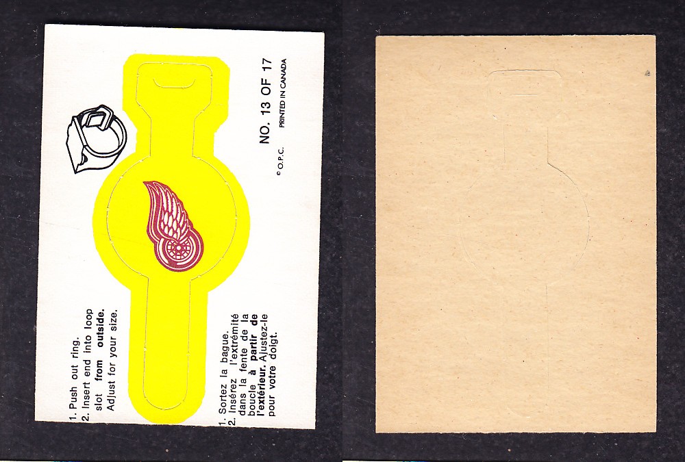 1973-74 O-PEE-CHEE TEAM RINGS #13 DETROITS RED WINGS photo 1973-74 O-PEE-CHEE TEAM RINGS #13 DETROITS RED WINGS photo