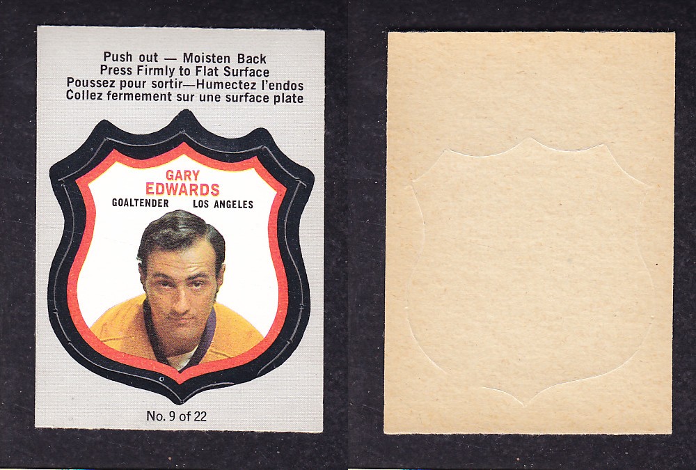 1972-73 O-PEE-CHEE PLAYER CRESTS #9 G. EDWARDS photo 1972-73 O-PEE-CHEE PLAYER CRESTS #9 G. EDWARDS photo