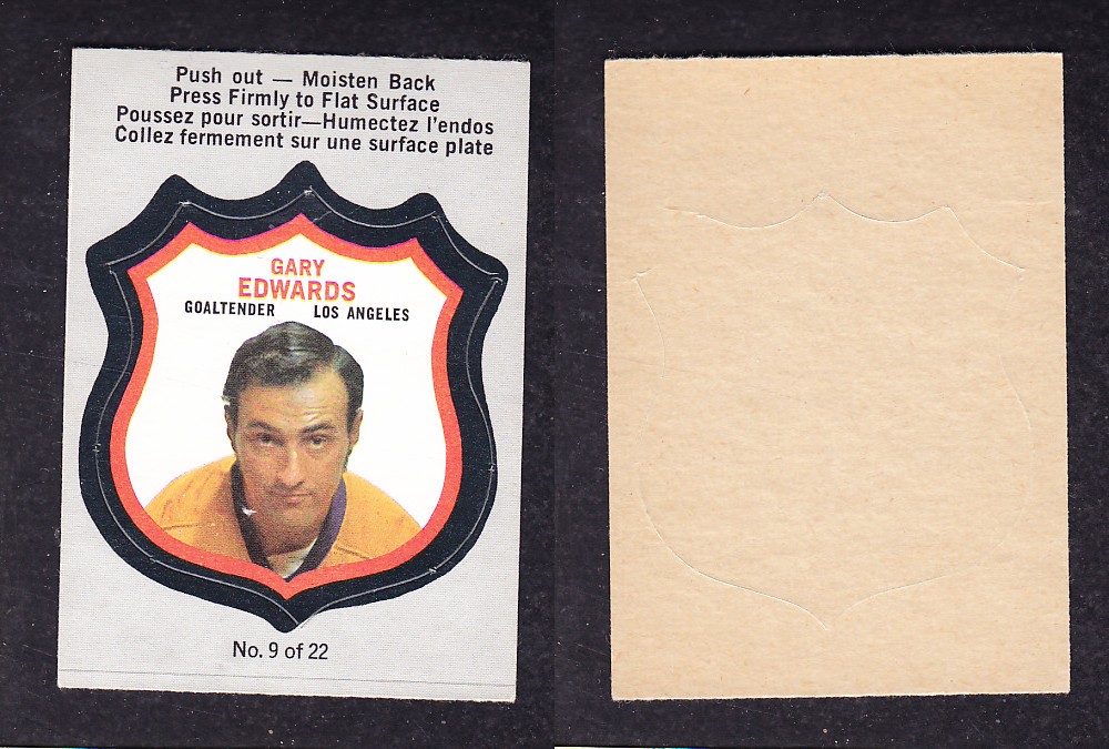 1972-73 O-PEE-CHEE PLAYER CRESTS #9 G. EDWARDS photo 1972-73 O-PEE-CHEE PLAYER CRESTS #9 G. EDWARDS photo