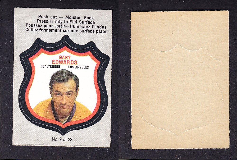 1972-73 O-PEE-CHEE PLAYER CRESTS #9 G. EDWARDS photo 1972-73 O-PEE-CHEE PLAYER CRESTS #9 G. EDWARDS photo