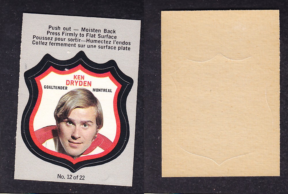 1972-73 O-PEE-CHEE PLAYER CRESTS #12 K. DRYDEN photo 1972-73 O-PEE-CHEE PLAYER CRESTS #12 K. DRYDEN photo