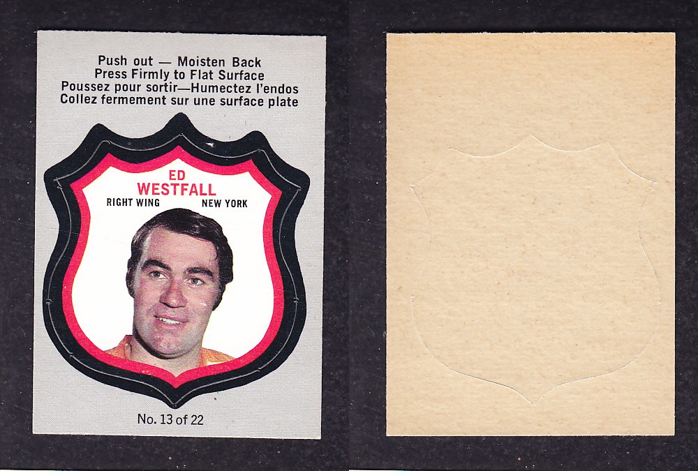 1972-73 O-PEE-CHEE PLAYER CRESTS #13 E. WESTFALL photo 1972-73 O-PEE-CHEE PLAYER CRESTS #13 E. WESTFALL photo