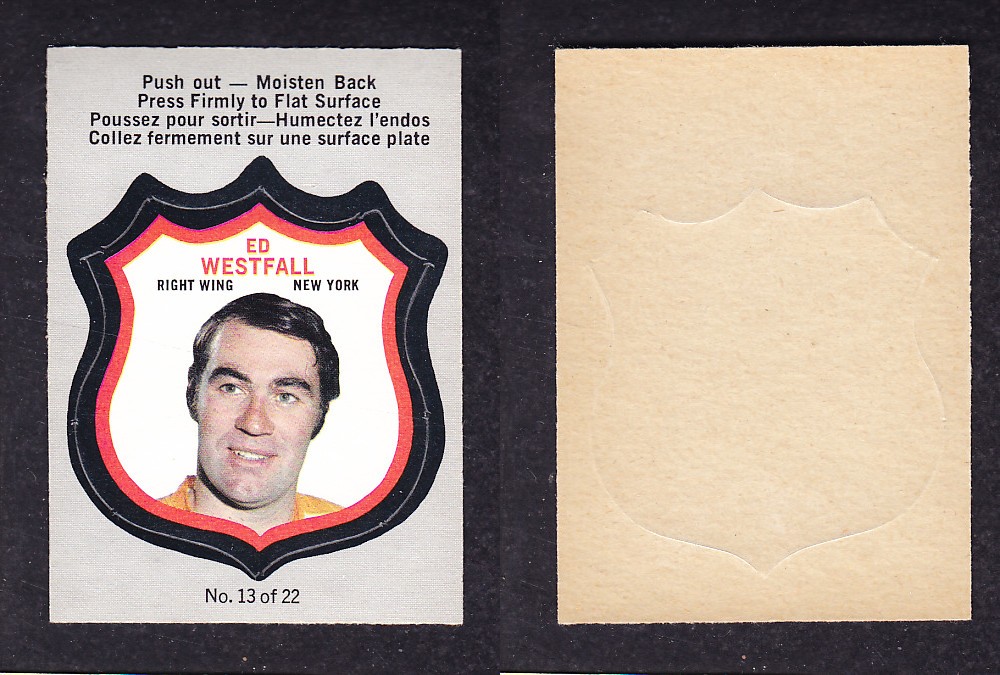 1972-73 O-PEE-CHEE PLAYER CRESTS #13 E. WESTFALL photo 1972-73 O-PEE-CHEE PLAYER CRESTS #13 E. WESTFALL photo