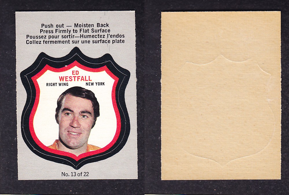 1972-73 O-PEE-CHEE PLAYER CRESTS #13 E. WESTFALL photo 1972-73 O-PEE-CHEE PLAYER CRESTS #13 E. WESTFALL photo