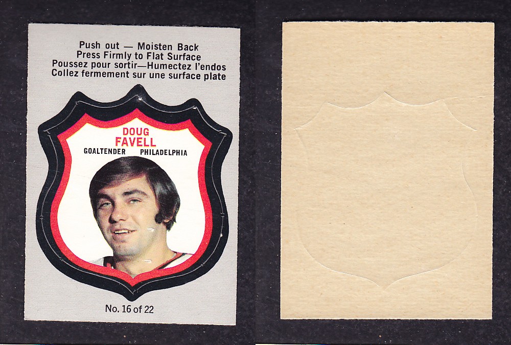 1972-73 O-PEE-CHEE PLAYER CRESTS #16 D. FAVELL photo 1972-73 O-PEE-CHEE PLAYER CRESTS #16 D. FAVELL photo