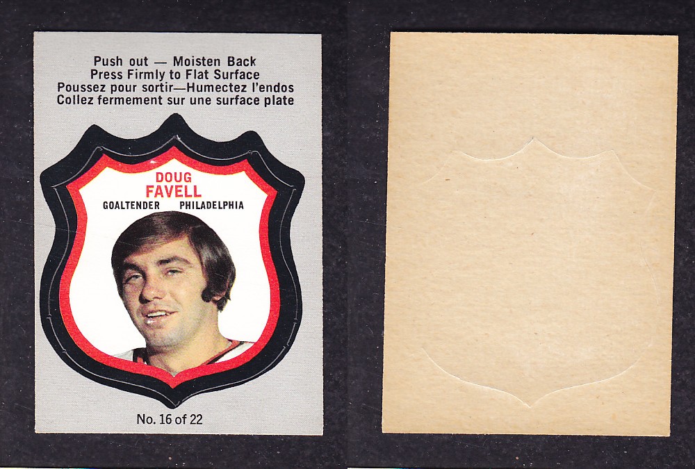 1972-73 O-PEE-CHEE PLAYER CRESTS #16 D. FAVELL photo 1972-73 O-PEE-CHEE PLAYER CRESTS #16 D. FAVELL photo