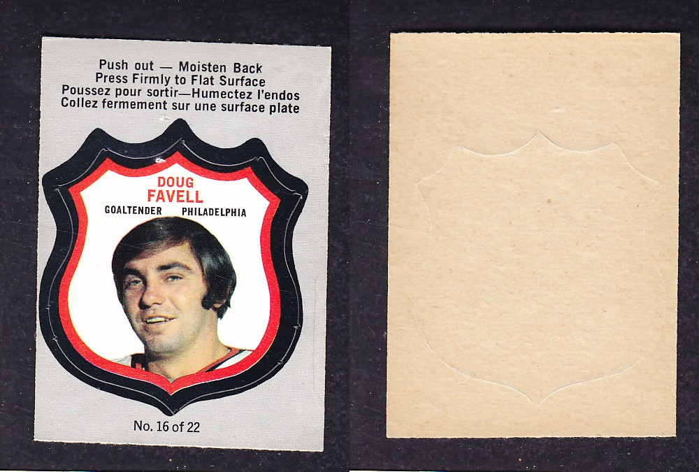 1972-73 O-PEE-CHEE PLAYER CRESTS #16 D. FAVELL photo 1972-73 O-PEE-CHEE PLAYER CRESTS #16 D. FAVELL photo