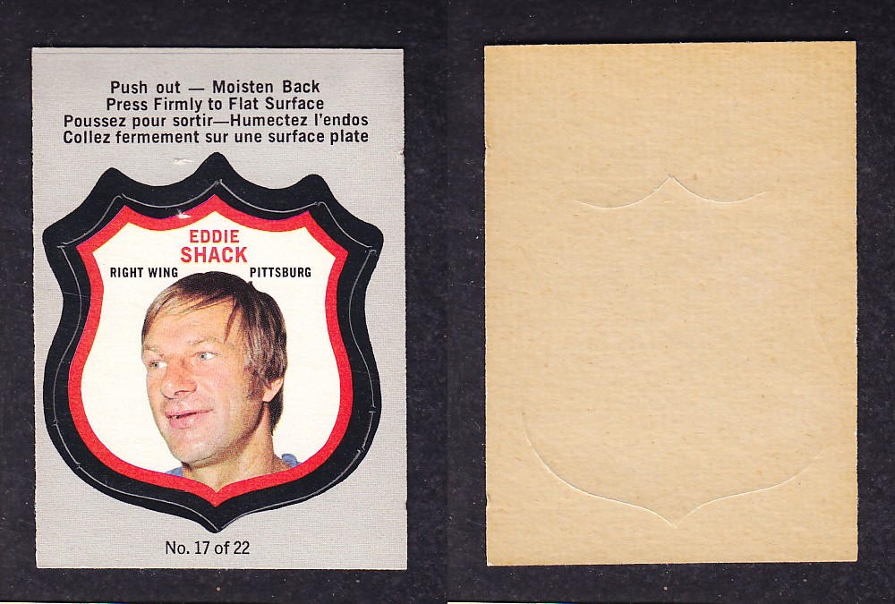 1972-73 O-PEE-CHEE PLAYER CRESTS #17 E. SHACK photo 1972-73 O-PEE-CHEE PLAYER CRESTS #17 E. SHACK photo